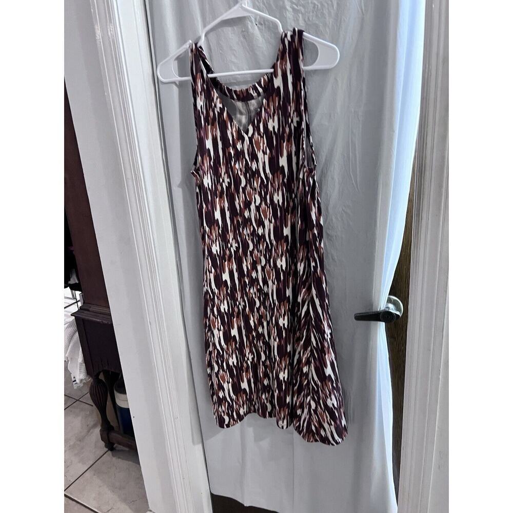 Garnet Hill Brown Knee Length Button Front Knit Tank Dress Sz L